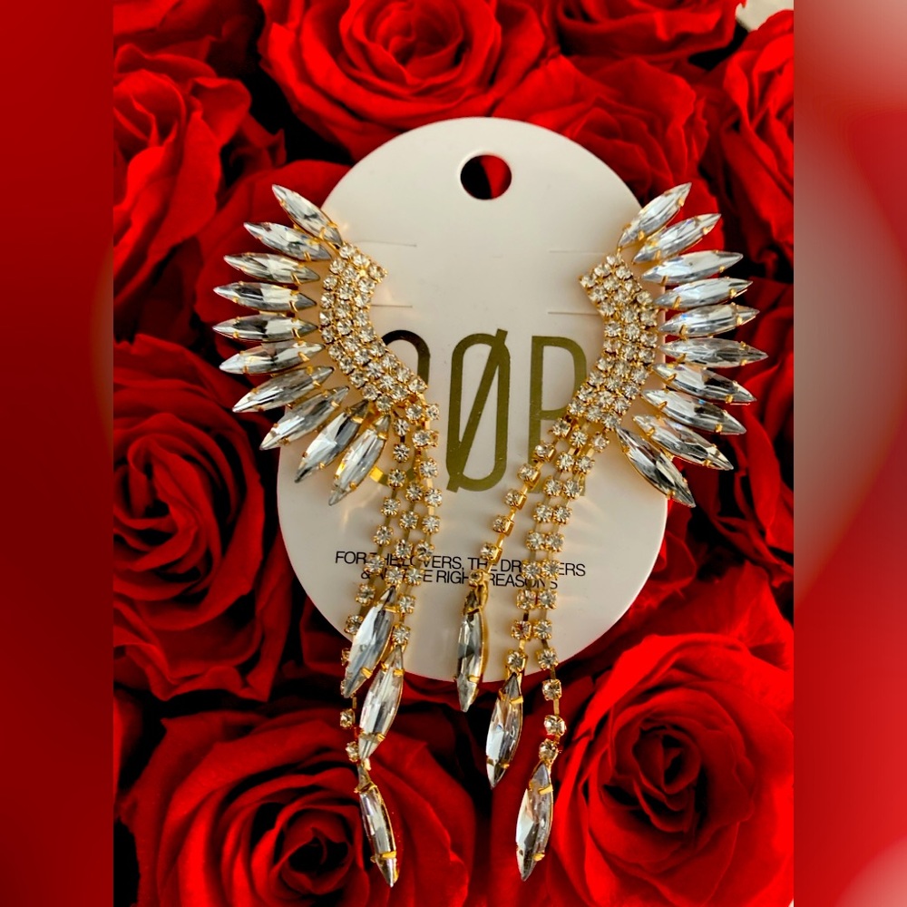 Daya Dusters Earrings in Clear plated earrings